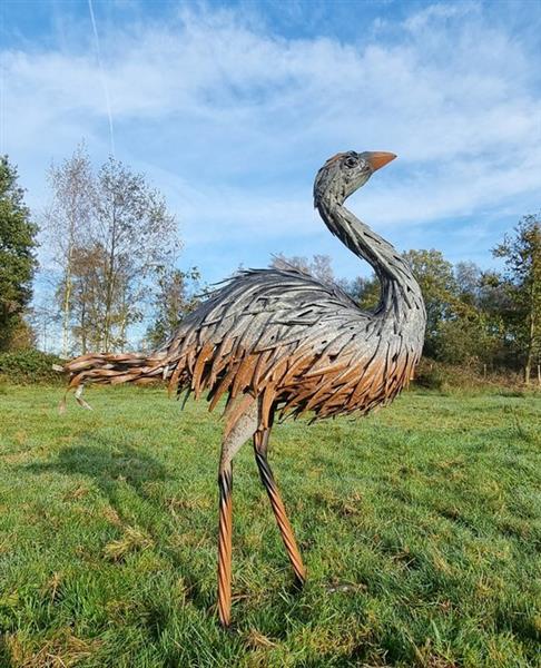 Grote foto figuur levensechte struisvogel ijzer gegoten gesmeed antiek en kunst curiosa en brocante