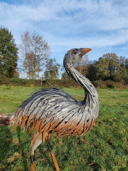 Grote foto figuur levensechte struisvogel ijzer gegoten gesmeed antiek en kunst curiosa en brocante