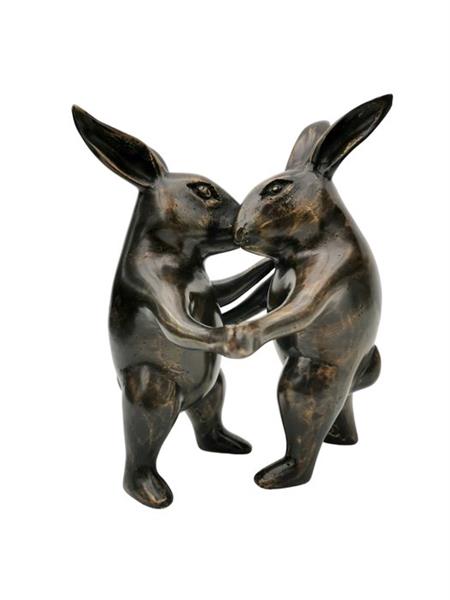Grote foto beeldje dancing rabbits brons antiek en kunst curiosa en brocante