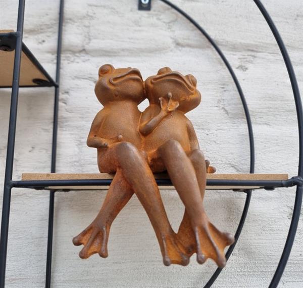 Grote foto beeldje a jolly frog couple ijzer gegoten gesmeed antiek en kunst curiosa en brocante