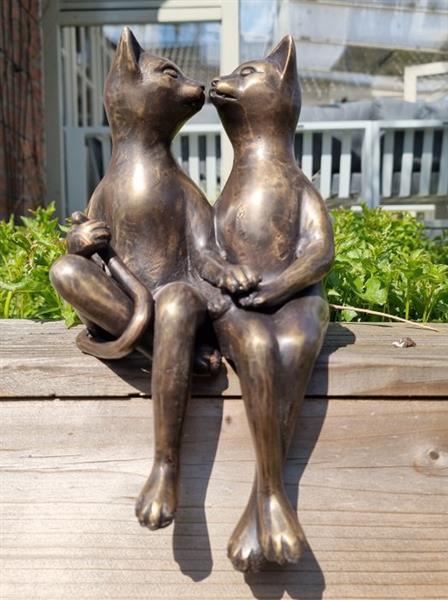 Grote foto beeldje cats in love brons antiek en kunst curiosa en brocante