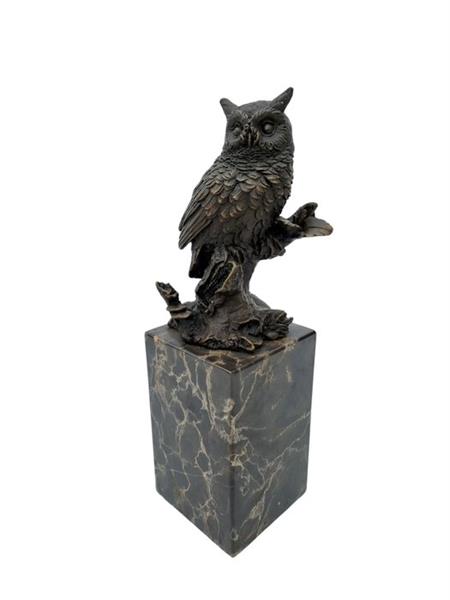 Grote foto beeldje wise owl brons marmer antiek en kunst curiosa en brocante