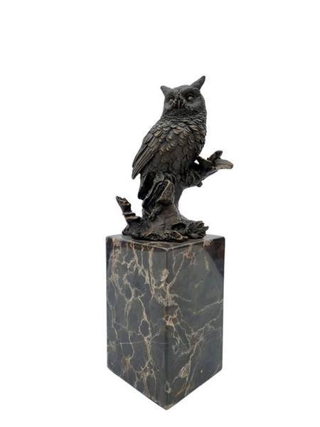 Grote foto beeldje wise owl brons marmer antiek en kunst curiosa en brocante