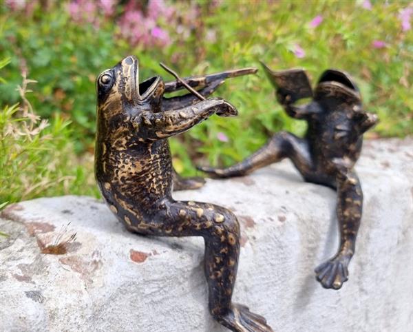Grote foto sculptuur musical frogs 15 cm gepatineerd brons antiek en kunst curiosa en brocante