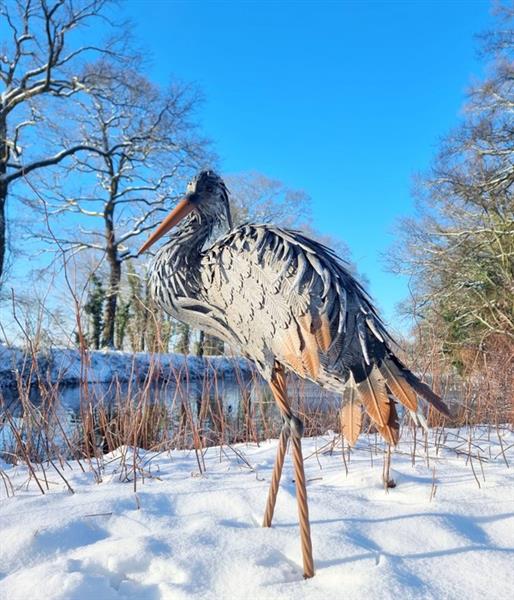 Grote foto beeldje lifelike heron metal antiek en kunst curiosa en brocante