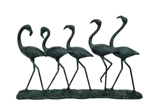 Grote foto figuur lopende flamingo ijzer gegoten antiek en kunst curiosa en brocante