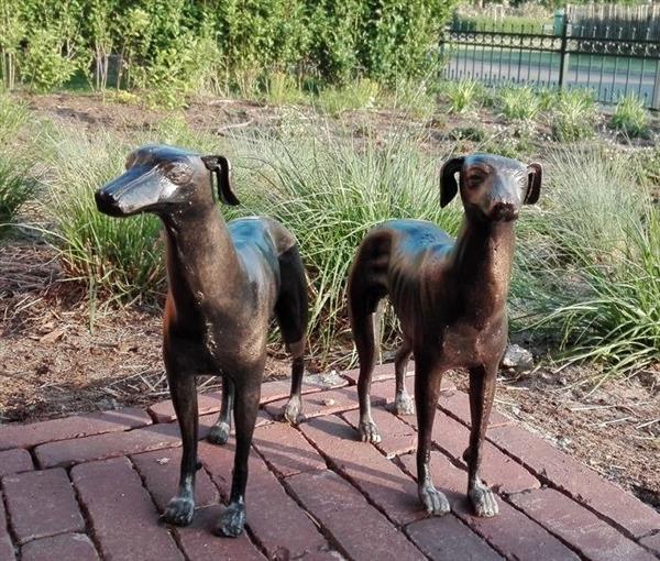 Grote foto beeldje a pair of greyhounds 2 ijzer gegoten antiek en kunst curiosa en brocante