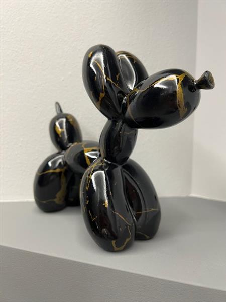 Grote foto ledmansion 1995 sculptuur dog ballon black gold 18 cm hars vinyl 2023 antiek en kunst curiosa en brocante