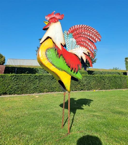 Grote foto sculptuur xxl metal rooster huge 120 cm metal antiek en kunst curiosa en brocante