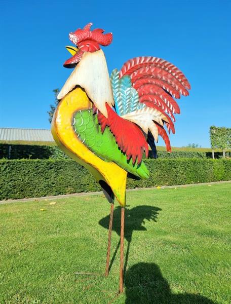 Grote foto sculptuur xxl metal rooster huge 120 cm metal antiek en kunst curiosa en brocante