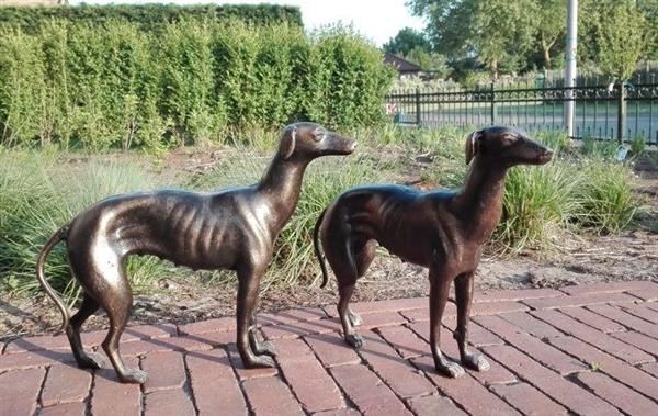 Grote foto beeldje a pair of greyhounds 2 ijzer gegoten antiek en kunst curiosa en brocante