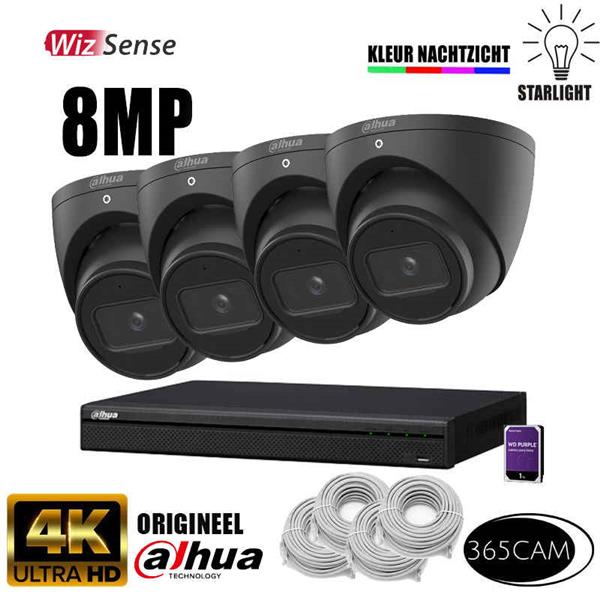 Grote foto zwarte 4 camera 4k bewakingscamera set audio tv en foto videobewakingsapparatuur