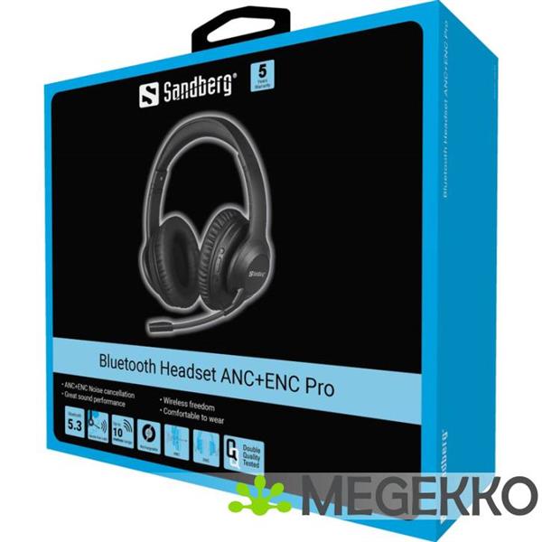 Grote foto sandberg bluetooth headset anc enc pro draadloos hoofdband muziek voor elke dag zwart audio tv en foto koptelefoons