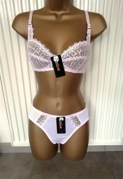 Grote foto babyroze bh zonder beugel met slip d cups kleding dames ondergoed en lingerie