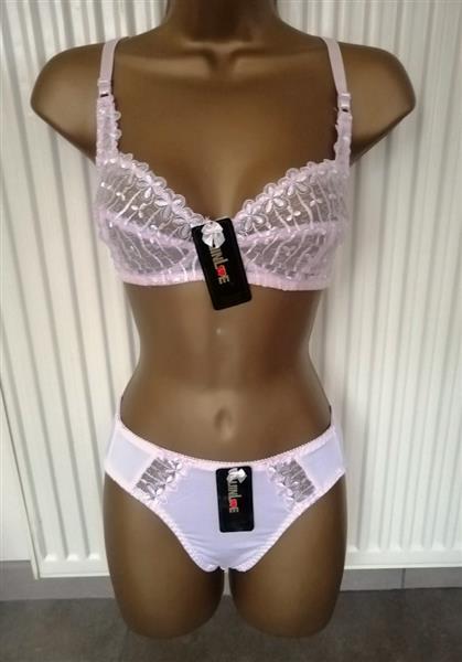 Grote foto babyroze bh zonder beugel met slip d cups kleding dames ondergoed en lingerie