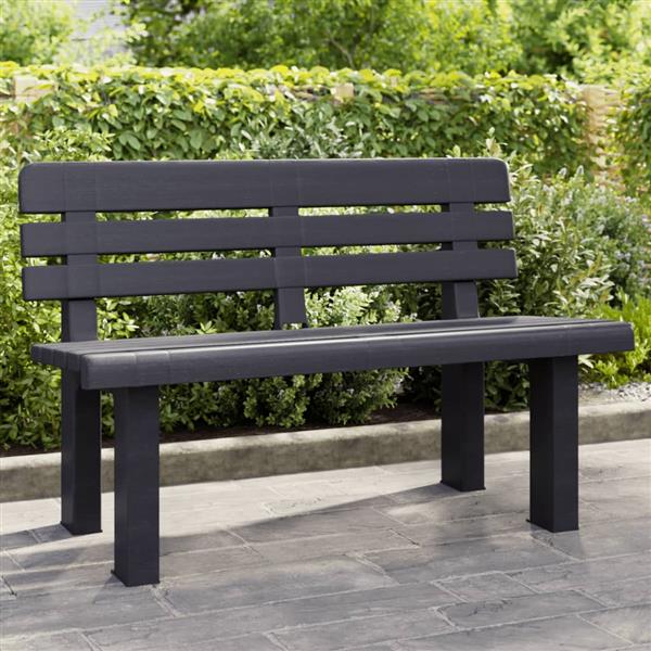 Grote foto vidaxl tuinbankje 110x52x71 cm polypropeen antracietkleurig tuin en terras tuinmeubelen