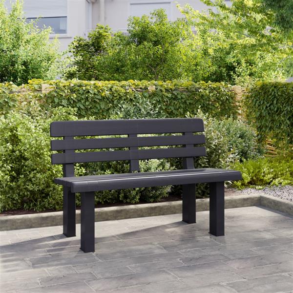 Grote foto vidaxl tuinbankje 110x52x71 cm polypropeen antracietkleurig tuin en terras tuinmeubelen