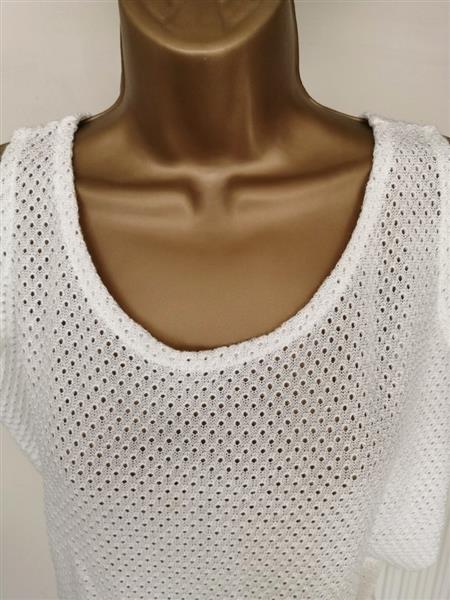 Grote foto doorzichtige ajour top in champagnekleur kleding dames tops
