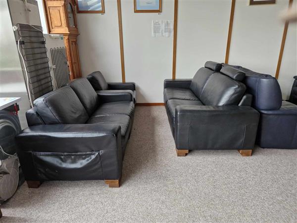 Grote foto zwarte buffellederen salon 2 elektrische relaxen huis en inrichting fauteuils