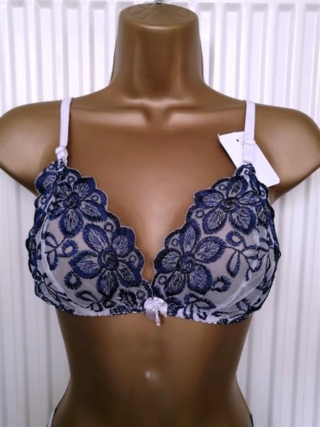 Grote foto bh zonder beugel met koningsblauwe kant en string kleding dames ondergoed en lingerie