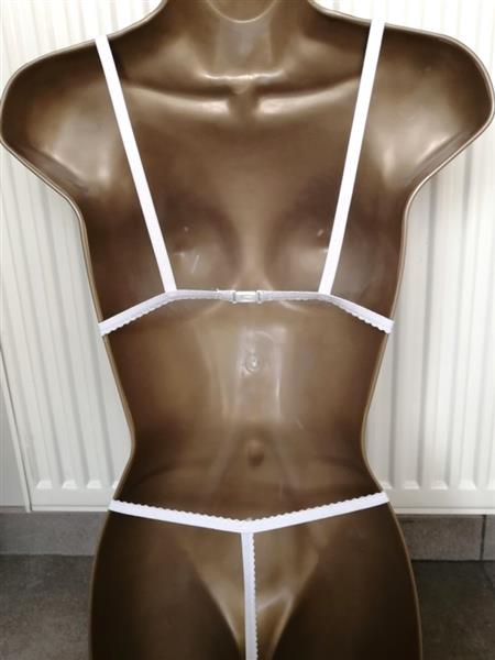 Grote foto bh zonder beugel met koningsblauwe kant en string kleding dames ondergoed en lingerie