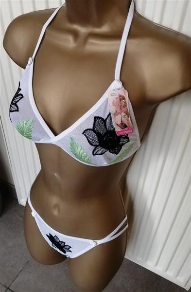 Grote foto doorzichtige witte bh zonder beugel met string kleding dames ondergoed en lingerie