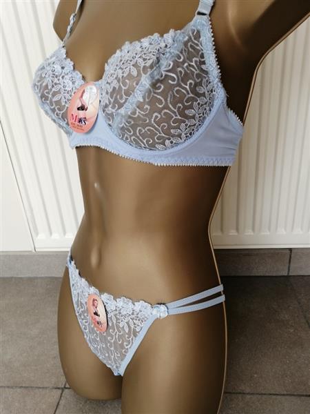 Grote foto zachtblauwe doorzichtige bh en string voor b cups kleding dames ondergoed en lingerie