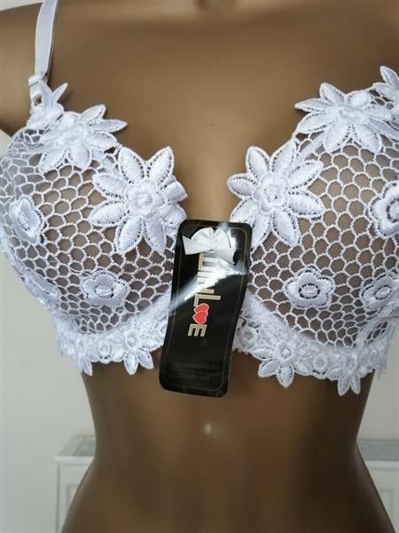Grote foto witte bh met doorzichtige kant slip voor d cups kleding dames ondergoed en lingerie