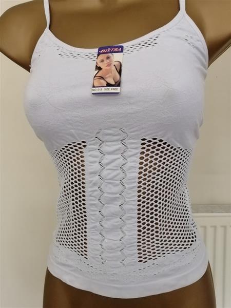 Grote foto super trendy witte top caraco met hipster shorty kleding dames ondergoed en lingerie