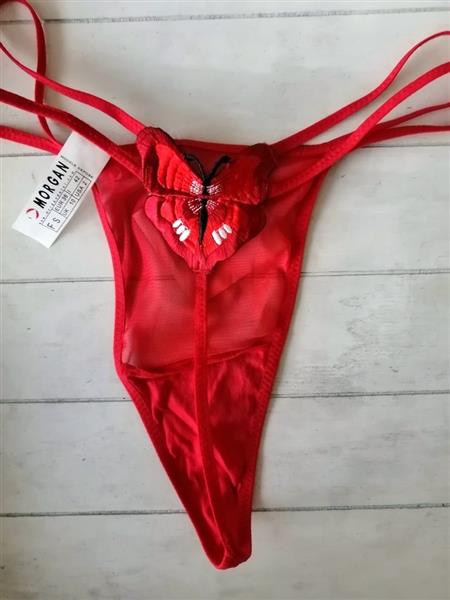 Grote foto prachtige rode doorzichtige string van morgan kleding dames ondergoed en lingerie merkkleding