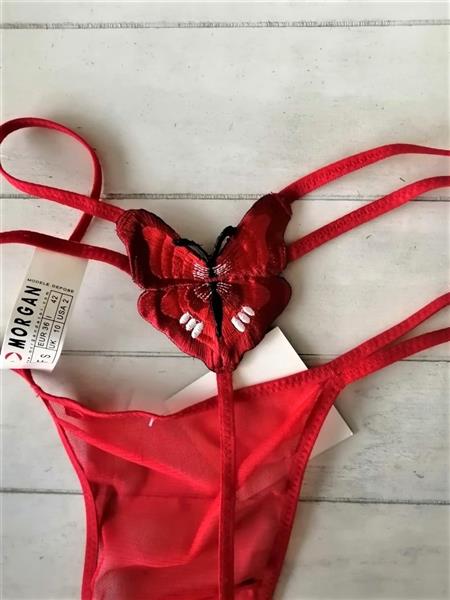Grote foto prachtige rode doorzichtige string van morgan kleding dames ondergoed en lingerie merkkleding