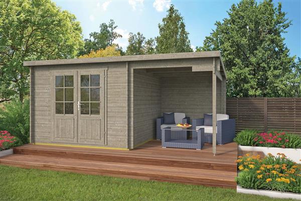 Grote foto blokhut dora met overkapping 300 200x300cm tuin en terras tuinhuisjes en blokhutten