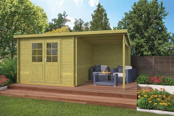 Grote foto blokhut dora met overkapping 300 200x300cm tuin en terras tuinhuisjes en blokhutten