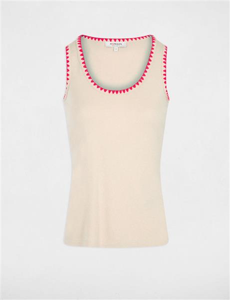 Grote foto sleeveless vest top 242 dloli beige kleding dames t shirts