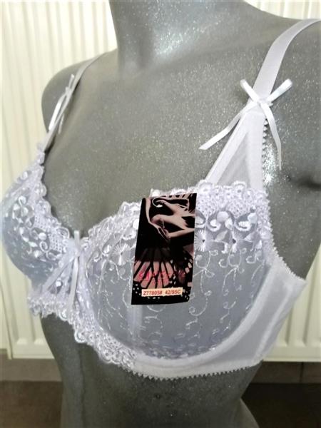 Grote foto romantische witte doorzichtige bh 70c en 80c kleding dames ondergoed en lingerie