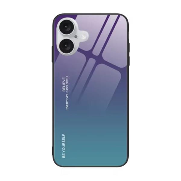 Grote foto iphone 14 pro max hoesje gradient tpu en 9h glas shockproof glossy case cover paars blauw telecommunicatie mobieltjes