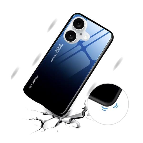 Grote foto iphone 14 pro max hoesje gradient tpu en 9h glas shockproof glossy case cover paars blauw telecommunicatie mobieltjes