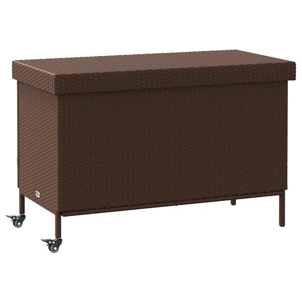 Grote foto vidaxl tuinbox met wielen 110x55x73 cm poly rattan bruin tuin en terras overige tuin en terras