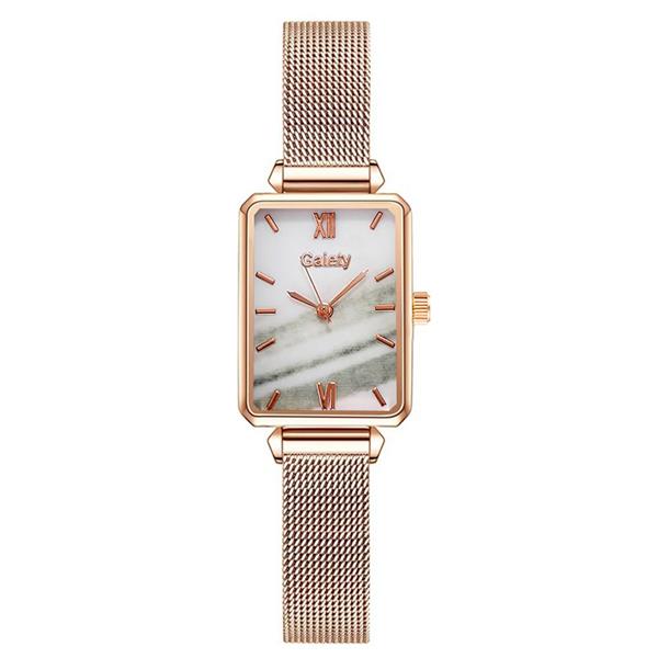 Grote foto luxe vierkant horloge voor dames armband met quartz wijzerplaat mesh kleding dames horloges