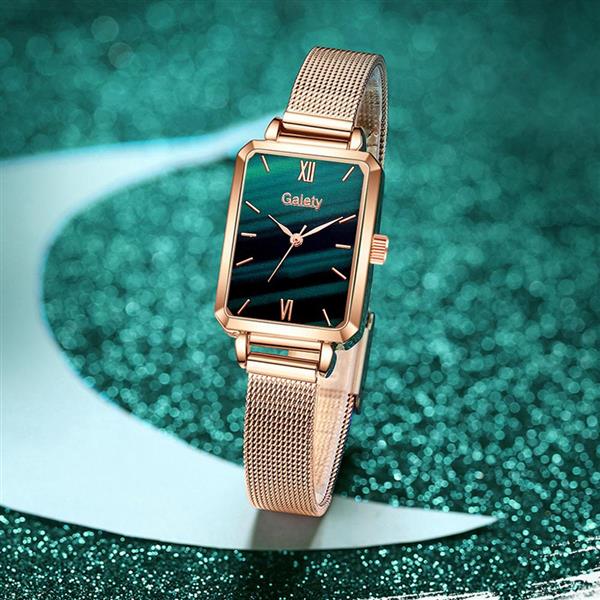 Grote foto luxe vierkant horloge voor dames armband met quartz wijzerplaat mesh kleding dames horloges