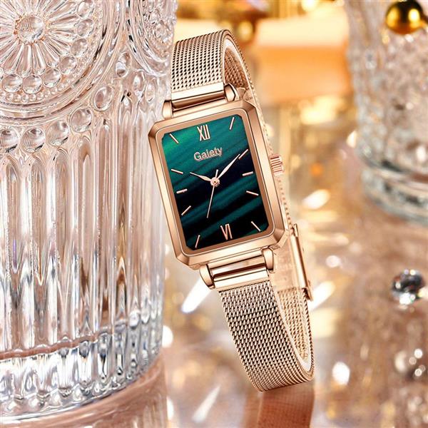 Grote foto luxe vierkant horloge voor dames armband met quartz wijzerplaat mesh kleding dames horloges