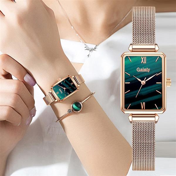 Grote foto luxe vierkant horloge voor dames armband met quartz wijzerplaat mesh kleding dames horloges