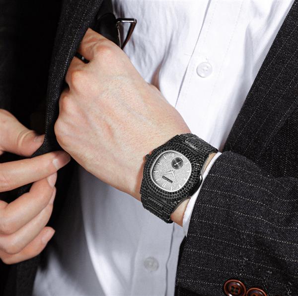 Grote foto full diamond luxury watch for men stainless steel quartz wristwatch with storage box kleding dames horloges