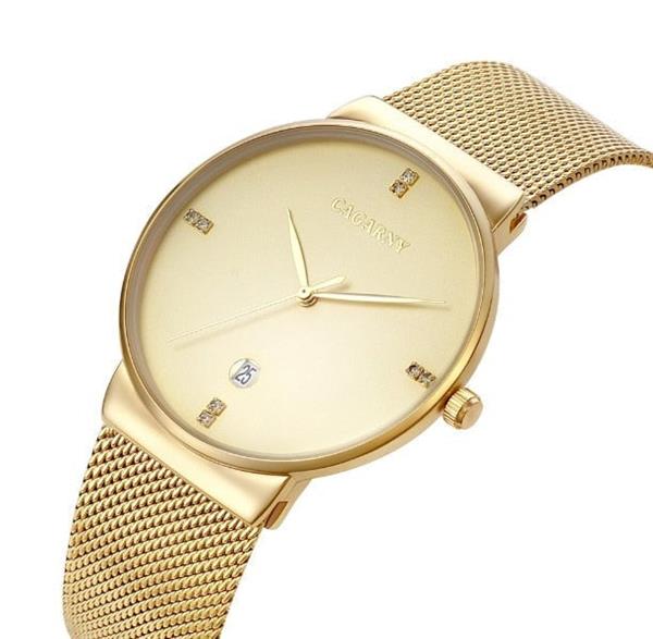 Grote foto luxe kristal quartz horloge voor heren waterdicht gouden polshorloge roestvrij stalen klok kleding dames horloges