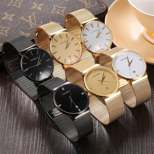 Grote foto luxe kristal quartz horloge voor heren waterdicht gouden polshorloge roestvrij stalen klok kleding dames horloges
