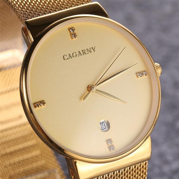 Grote foto luxe kristal quartz horloge voor heren waterdicht gouden polshorloge roestvrij stalen klok kleding dames horloges