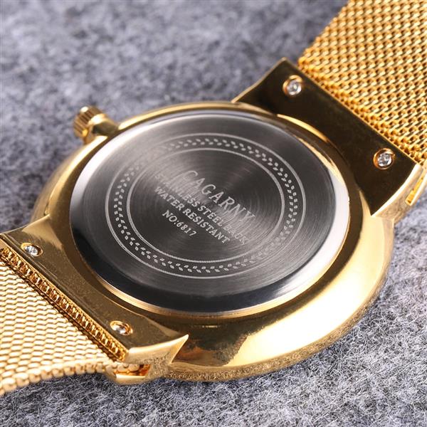 Grote foto luxe kristal quartz horloge voor heren waterdicht gouden polshorloge roestvrij stalen klok kleding dames horloges