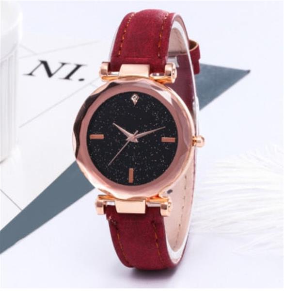 Grote foto minimalistisch sterrenhemelhorloge voor dames modieus casual lederen band riem quartz kleding dames horloges