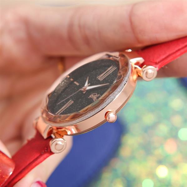 Grote foto minimalistisch sterrenhemelhorloge voor dames modieus casual lederen band riem quartz kleding dames horloges
