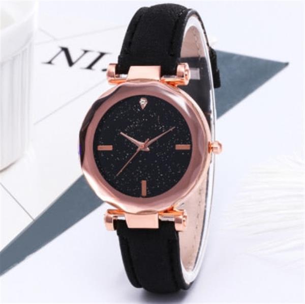 Grote foto minimalistisch sterrenhemelhorloge voor dames modieus casual lederen band riem quartz kleding dames horloges